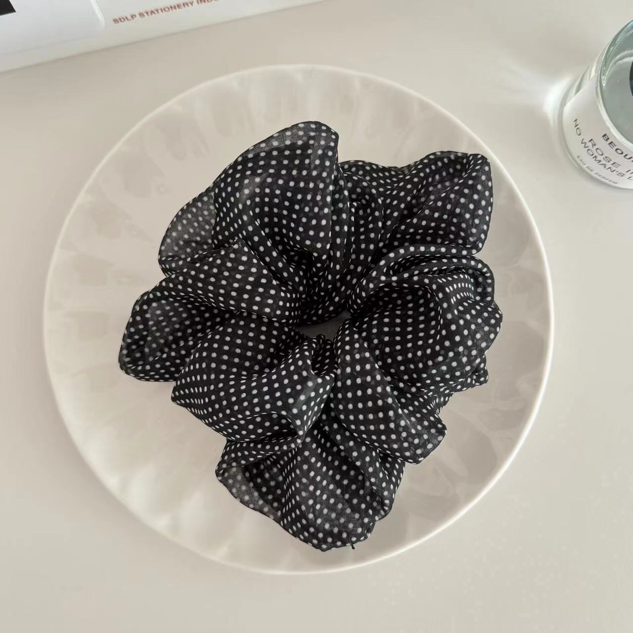 Wholesale Sweet Bow Thousand Gold Hair Ring Lace Double Gentle Rubber Tendon Fashion Embroidered Vintage Hair Rope Elegant